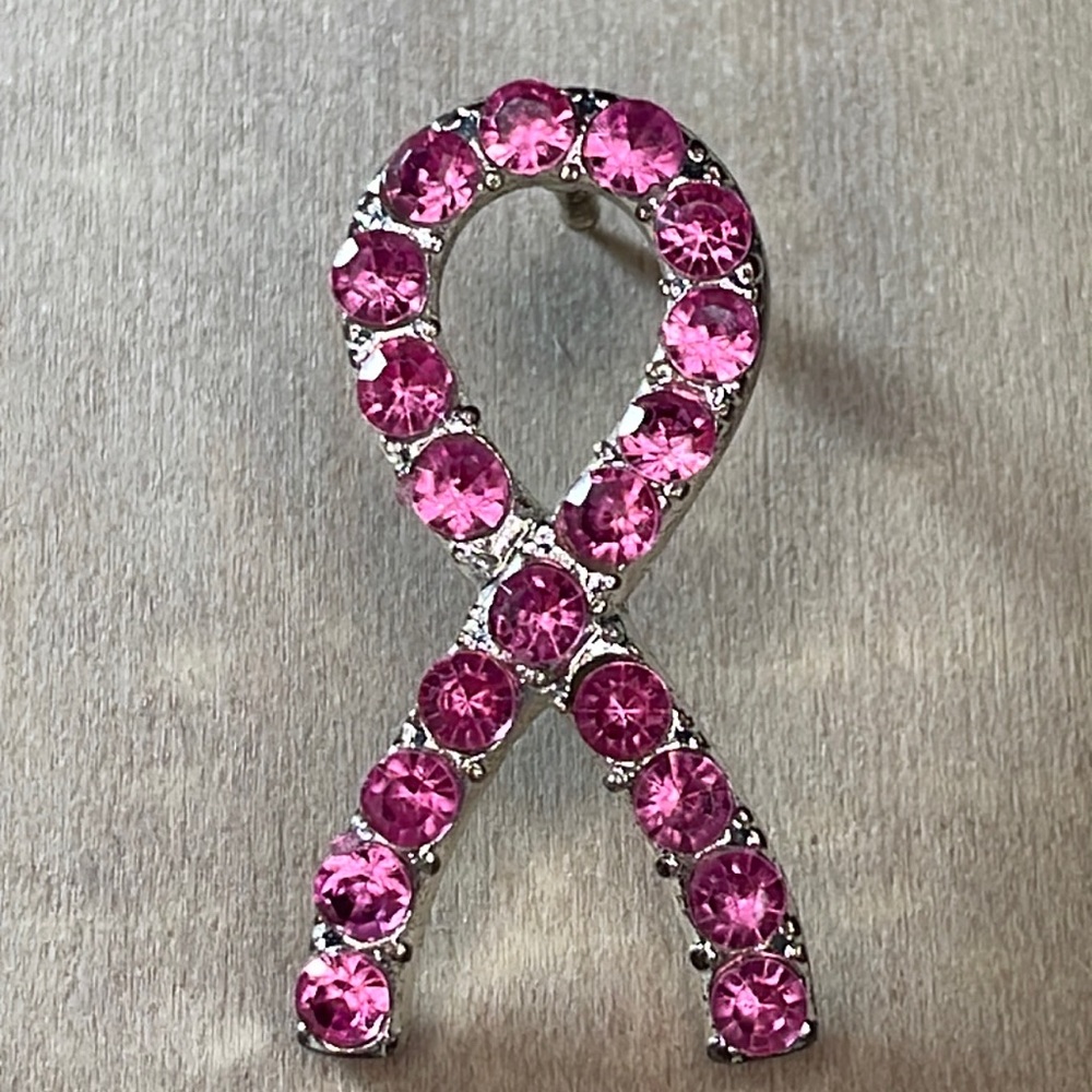 PINK RIBBON CRYSTAL BREAST CANCER Lapel Pin